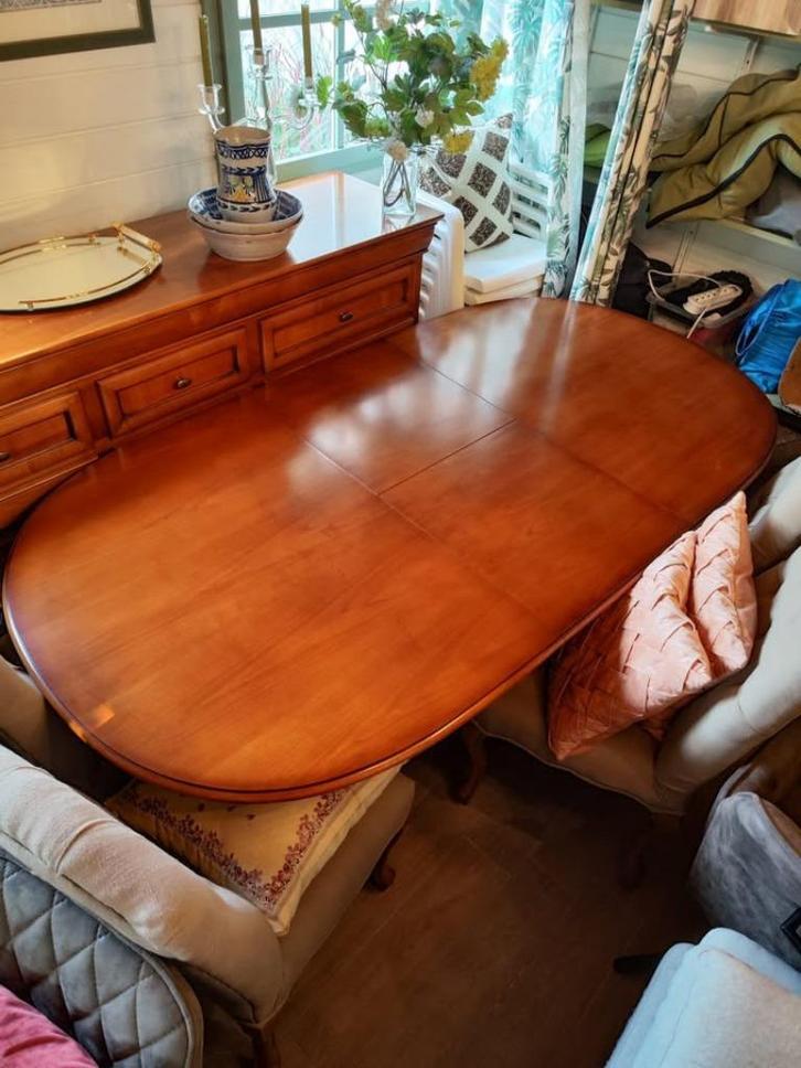 Massieve kerselaren eettafel - uitrekbaar, Huis en Inrichting, Tafels | Eettafels, Zo goed als nieuw, 200 cm of meer, Vijf personen of meer