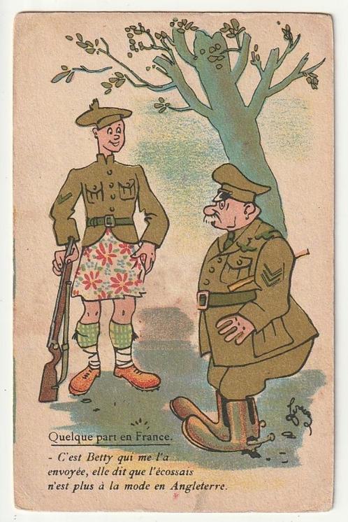 Militaria Humour C'est Betty qui a envoyée jupe écossaise, Collections, Cartes postales | Thème, Non affranchie, Autres thèmes