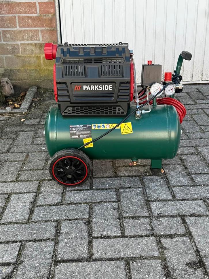 Parkside stille compressor PSKO 24 B2 – 24L, Doe-het-zelf en Bouw, Compressors, Zo goed als nieuw, Olievrij, Ophalen