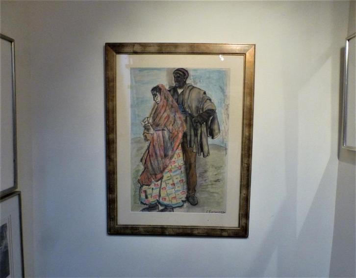 Gastemans Emile - Aquarel Pastel - groot werk in kader, Antiek en Kunst, Kunst | Schilderijen | Modern, Ophalen of Verzenden