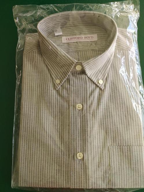 Grijs hemd donkergrijs gestreept Clifford Boyd vintage mt L, Kleding | Heren, Overhemden, Nieuw, Halswijdte 41/42 (L), Grijs, Ophalen of Verzenden