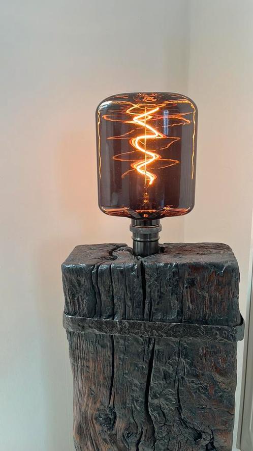 Eikenhout bielzen lamp, Huis en Inrichting, Lampen | Tafellampen, Nieuw, 50 tot 75 cm, Hout, Ophalen