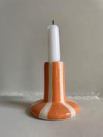 Keramieken kandelaar oranje/wit, Huis en Inrichting, Woonaccessoires | Kandelaars en Kaarsen, Ophalen, Overige materialen, Gebruikt
