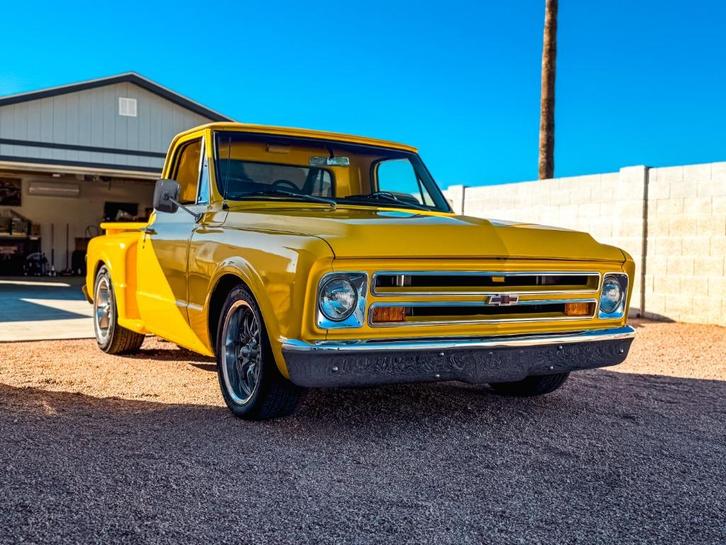 1967 CHEVROLET C10 KORTBED STEPSIDE GEEL, Auto's, Chevrolet, Bedrijf, Te koop, 4x4, Automaat, Ophalen