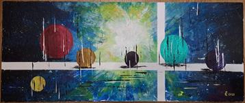 Acrylverf op hout „Planets” beschikbaar voor biedingen
