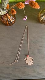 Lange halsketting met blad, Bijoux, Sacs & Beauté, Colliers, Avec pendentif, Comme neuf, Autres matériaux, Rose