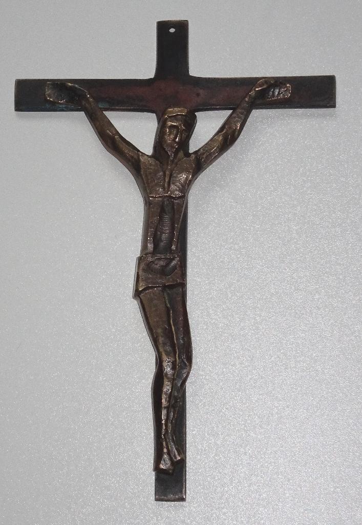 Vintage bronzen kruisbeeld, Antiek en Kunst, Antiek | Religieuze voorwerpen, Ophalen of Verzenden