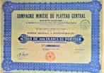 S.A. Compagnie Minière du Plateau Central - action de 100 fr, 1920 à 1950, Action, Enlèvement ou Envoi