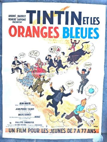 Kuifje ✅ Tintin et les oranges bleues ⭐ Hergé  60x80 cm beschikbaar voor biedingen