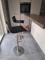 Lapalma design Thin barkruk RVS frame/Leer zwart 2 stuks, Ophalen, 60 tot 90 cm, Zo goed als nieuw, Metaal