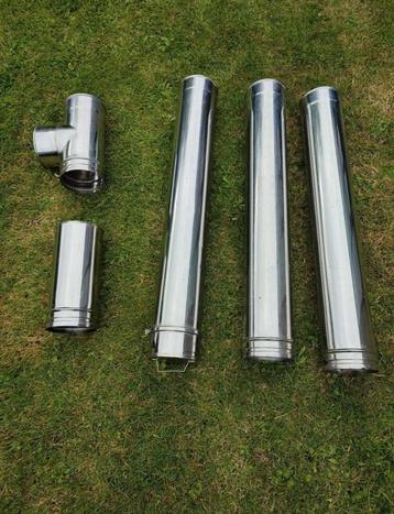 Inox opbouw schoorsteen 150MM enkelwandig, Ophalen, 4 tot 6 meter, Zo goed als nieuw, 80 mm of meer