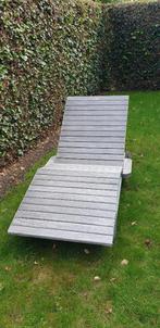 Houten ligbed met kussen, Ophalen of Verzenden, Gebruikt, Aluminium, Verrijdbaar