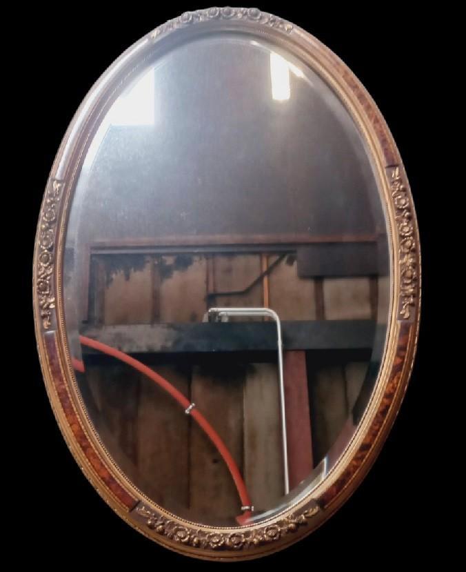 XXL grote ovale spiegel met bloemmotief., Antiek en Kunst, Antiek | Spiegels, Ophalen