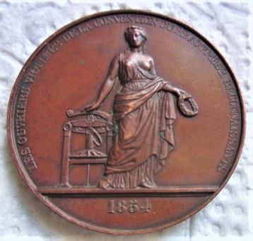 Belgique. Médaille de bronze 1854. Rare. Tirage : 6
