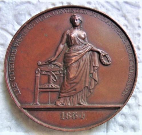 Belgique. Médaille de bronze 1854. Rare. Tirage : 6, Timbres & Monnaies, Pièces & Médailles, Bronze, Envoi