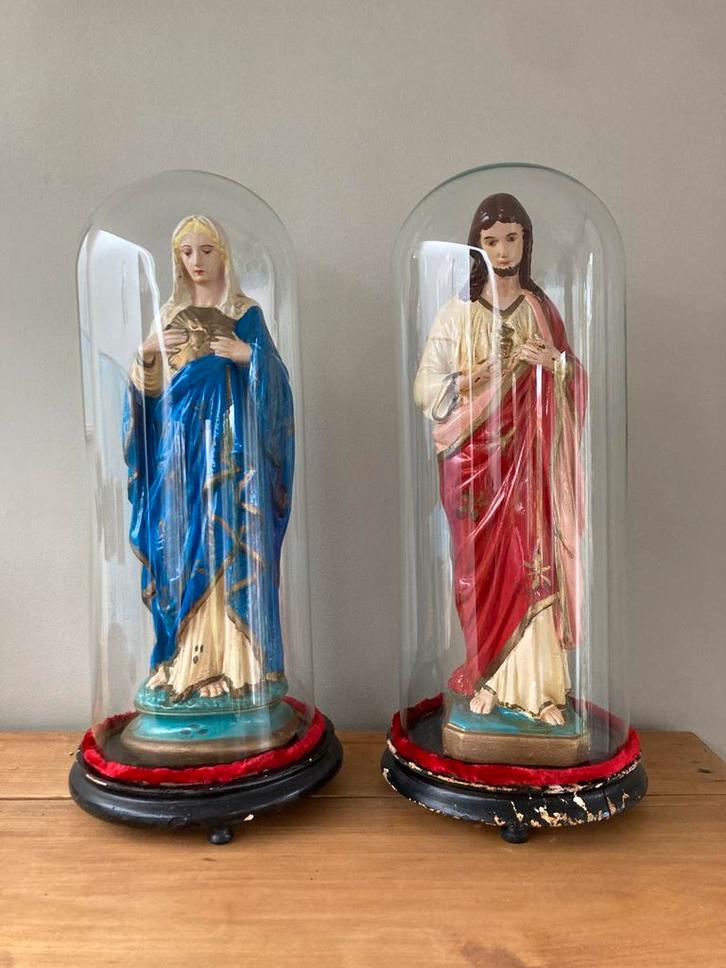 Glazen stoplen met heiligenbeelden uit de 19e eeuw, Antiek en Kunst, Antiek | Religieuze voorwerpen, Ophalen