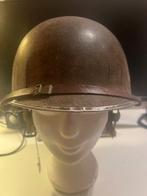 Originele Amerikaanse helm WW2 met eenheidsmarkering, Verzamelen, Ophalen of Verzenden