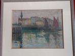 André Lynen  1888 - 1984  Aquarel  Haven Oostende, Antiek en Kunst, Verzenden