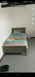 Eenpersoonsbed met matras, Grijs, 90 cm, Eenpersoons, Zo goed als nieuw
