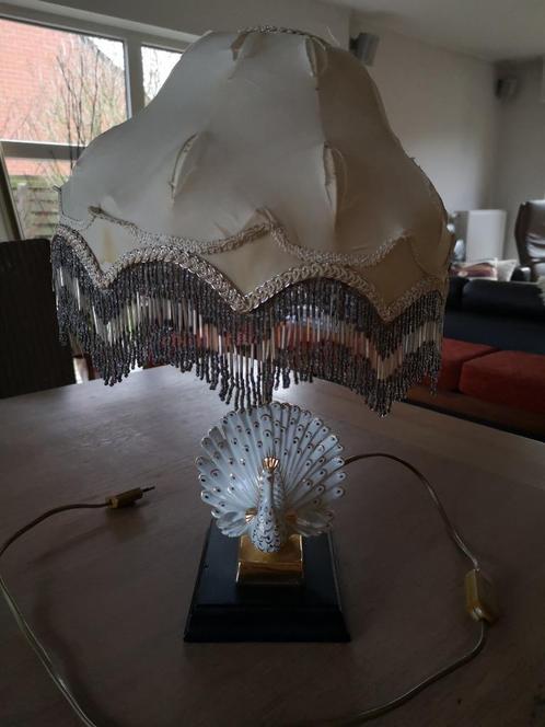 Retro tafellamp met metalen franjes, Huis en Inrichting, Lampen | Tafellampen, Gebruikt, Minder dan 50 cm, Overige materialen