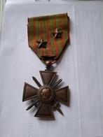 Franse medaille croix deguerre 1914-1917 met 2 sterren, Collections, Enlèvement ou Envoi