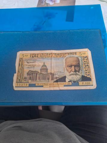 Billet de 5 nouveau francs Victor Hugo, Enlèvement ou Envoi, Billets de banque
