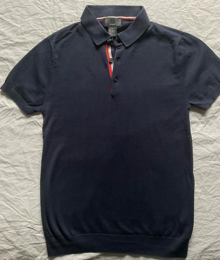Silk blend H&M donkerblauwe polo XS, Kleding | Heren, Polo's, Zo goed als nieuw, Blauw, Ophalen of Verzenden