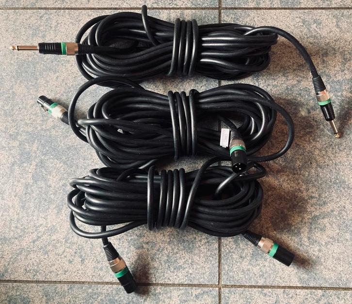 Set van 3x 10 m professionele XLR- en Jack-kabels, Muziek en Instrumenten, Kabels en Stekkers, Nieuw, Ophalen of Verzenden