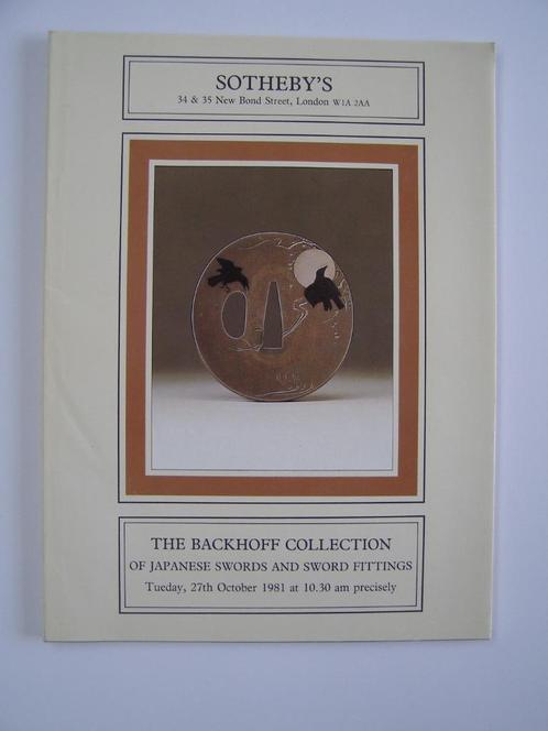 Sotheby's: Backhoff collection Japanese swords&fittings 1981, Livres, Art & Culture | Arts plastiques, Comme neuf, Autres sujets/thèmes