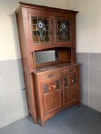 kast met brandglas-deurtjes en inleghout, Antiek en Kunst, Ophalen