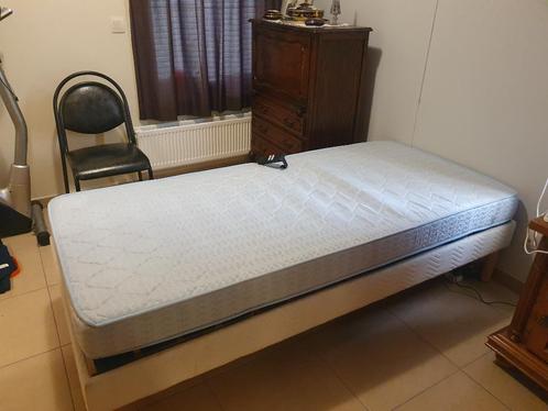 seniorenbed, Huis en Inrichting, Slaapkamer | Bedden, Zo goed als nieuw, Eenpersoons, 90 cm, 200 cm, Stof, Crème, Verstelbaar