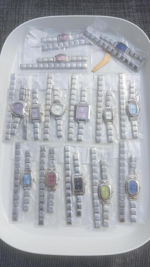 Italian charm bracelet horloge Uberry 9mm 18 schakels NIEUW, Handtassen en Accessoires, Armbanden, Nieuw, Staal, Zilver, Met bedels of kralen