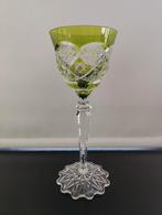 Val Saint Lambert - Wijnglas Verrept - groen - 22cm, Antiek en Kunst, Ophalen of Verzenden