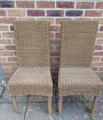 2 x rieten stoelen op houten poten, Huis en Inrichting, Ophalen, Gebruikt, Riet of Rotan
