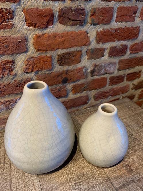 Craquelé vaasjes, Huis en Inrichting, Woonaccessoires | Vazen, Zo goed als nieuw, Blauw, Minder dan 50 cm, Aardewerk of Porselein