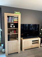 Kolomkast en TV kast en salontafel in lichte eik als nieuw, Avec tablette(s), Comme neuf, 50 à 100 cm, Chêne