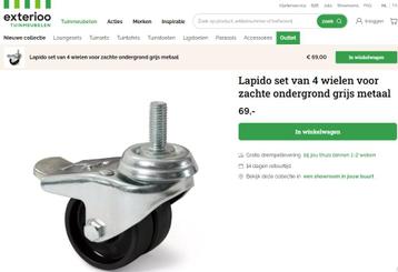 4 nieuwe wielen met stop voor parasolvoet Lapido exterioo disponible aux enchères