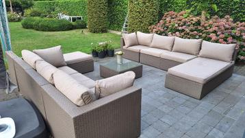 Loungeset/Tuinstoelen met 2 ligbedden/longchairs en tafel, Utilisé, Sets de jardin, Chaise, Aluminium