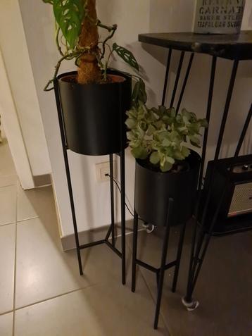 2 zwarte plantenstaanders beschikbaar voor biedingen