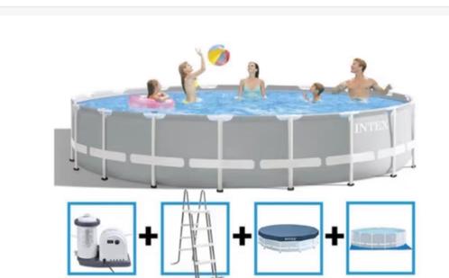 Zwembad INTEX +  toebehoren, Tuin en Terras, Zwembaden, Zo goed als nieuw, Opzetzwembad, Rond, Ophalen