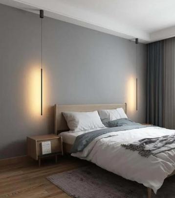 Edge Moderne minimalistische lineaire hanglamp zwart 2 stuks, Huis en Inrichting, Lampen | Hanglampen, 50 tot 75 cm, Ophalen of Verzenden