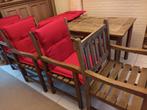 Teaktafel + 4 stoelen + kussens, Huis en Inrichting, Ophalen, Zo goed als nieuw