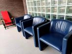 3 fauteuils Saga 888 de Leolux en cuir bleu 7013, Modern tijdloos design, Enlèvement, Utilisé, Cuir