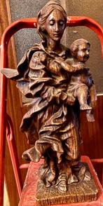 Vierge a l enfant en bois ancien, Antiek en Kunst, Antiek | Brons en Koper, Ophalen