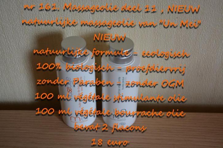 161. Massageolie deel 11 , NIEUW , verzending inbegrepen, Sport en Fitness, Massageproducten, Nieuw, Olie of Lotion, Verzenden