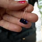 oorbellen 18K geel goud hart, Hangers, Blauw, Ophalen of Verzenden, Zo goed als nieuw