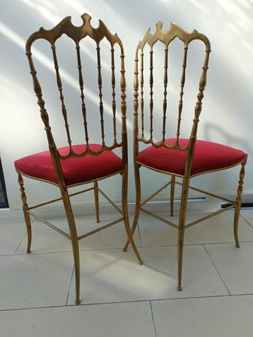 Vintage mate kopere Chiavari stoelen, italiaans design beschikbaar voor biedingen