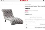 Chaise longue in grijs fluweel. Chesterfield model., Antiek en Kunst, Ophalen