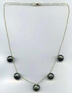 Gouden halsketting met 5 authentieke Tahitiaanse zeeparels, Ophalen, Goud, Goud