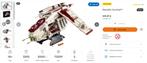 Lego Star Wars gunship 75309, Comme neuf, Ensemble complet, Lego, Enlèvement ou Envoi